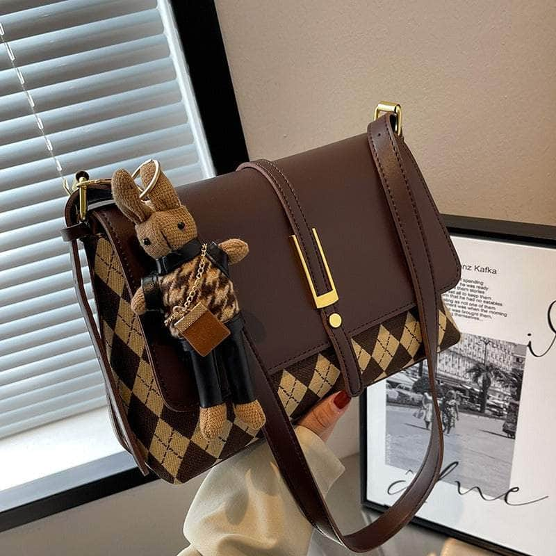 Vintage-inspired Faux Leather Shoulder Crossbody Handbag