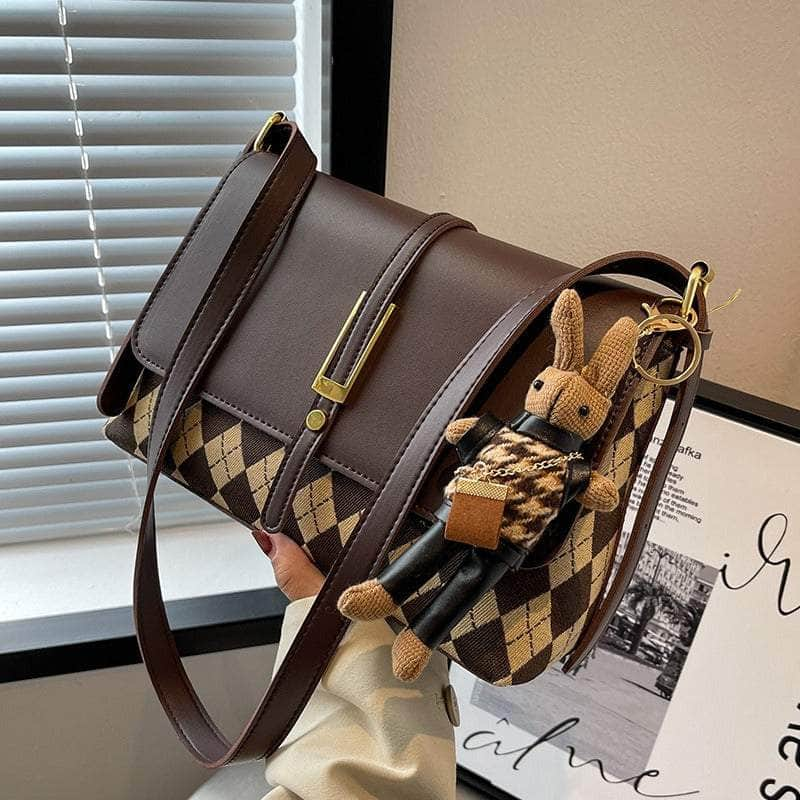 Vintage-inspired Faux Leather Shoulder Crossbody Handbag