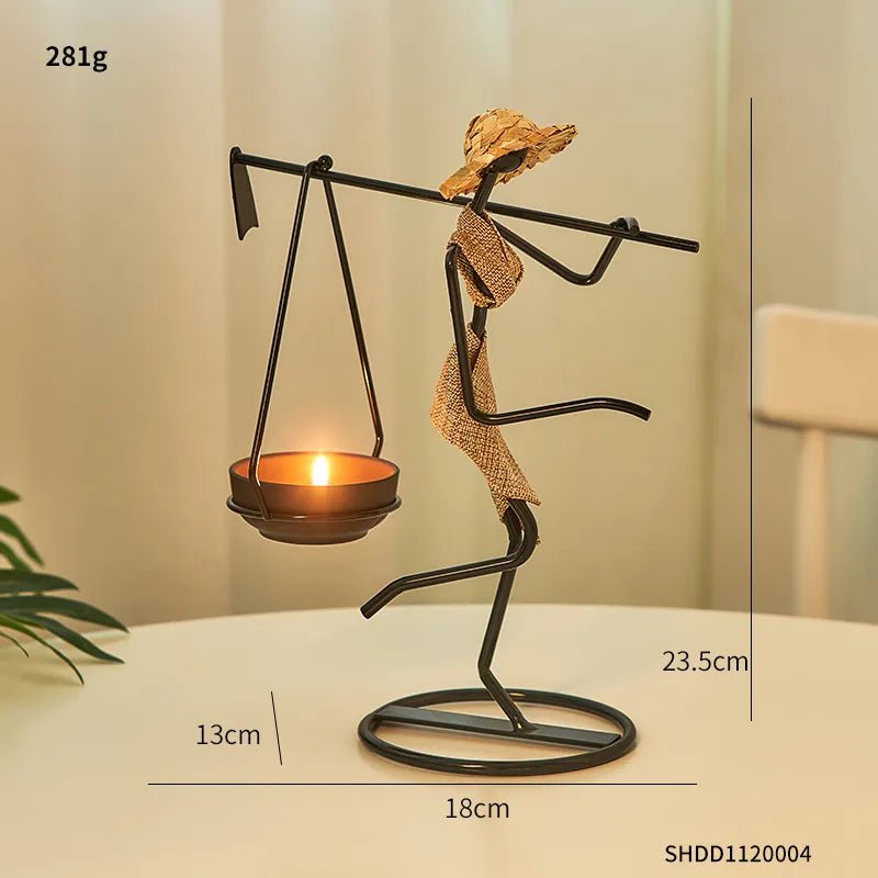 Vintage Iron Candlestick - Nordic Light Luxury for Romantic Candlelight Dinner, Small Decoration Style C