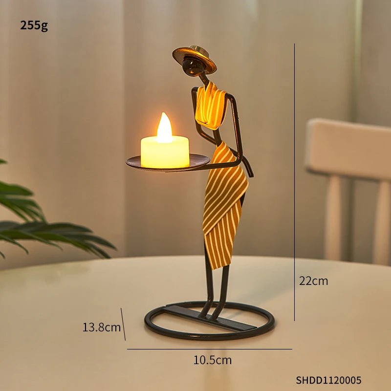 Vintage Iron Candlestick - Nordic Light Luxury for Romantic Candlelight Dinner, Small Decoration Style D