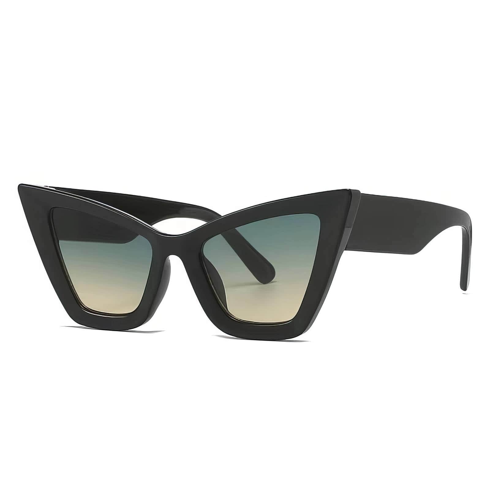 Vintage Large Cat Eye Sunglasses Light Black / Resin