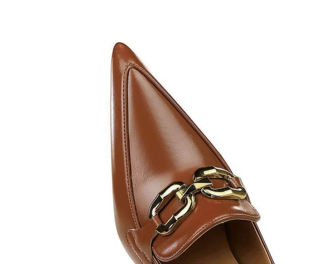 Vintage Metal Buckle Pointy Toe Heels