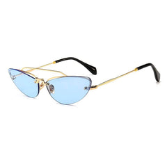 Vintage Metal Cat Eye Sunglasses Blue/Gold / Resin