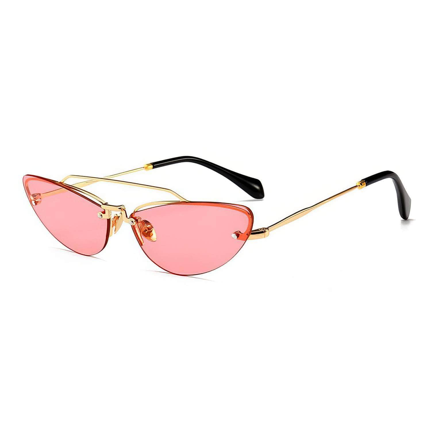 Vintage Metal Cat Eye Sunglasses Pink / Resin