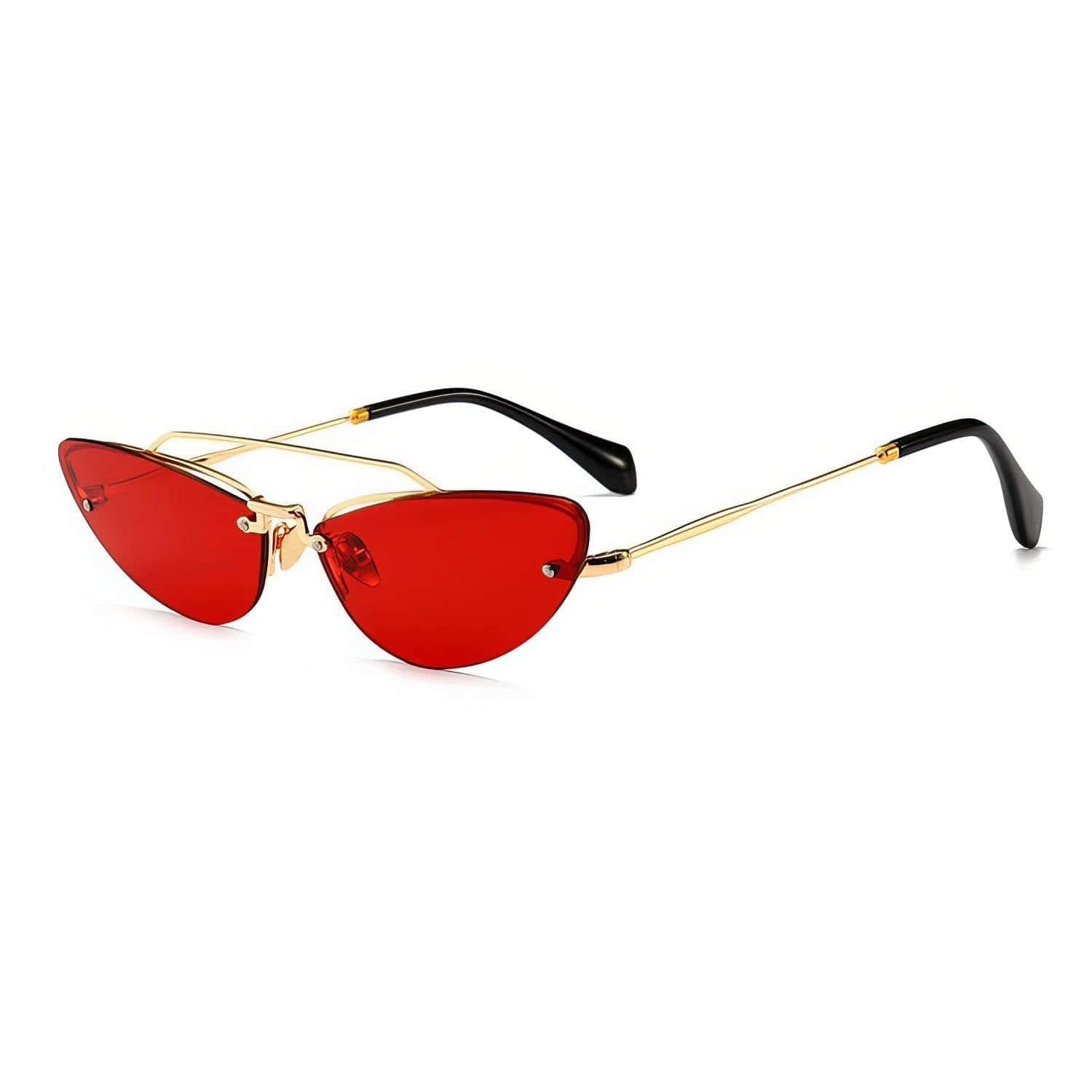 Vintage Metal Cat Eye Sunglasses Red/Gold / Resin