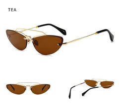 Vintage Metal Cat Eye Sunglasses Tea/Gold / Resin