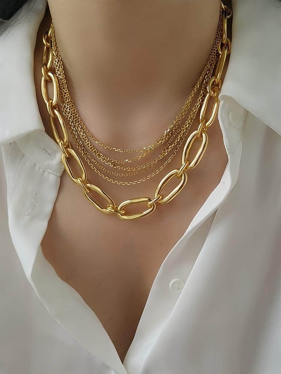 Vintage Oval Link Chain Statement Necklace