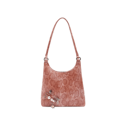 Vintage Reptile Print Pink Hobo Bag