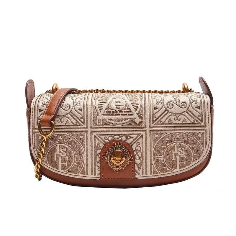 Vintage Semi-Circular Crossbody Leather Bag