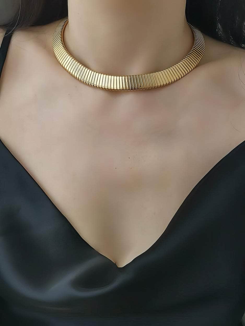 Vintage TuboGas Pipe Collar Necklace Gold / Necklace