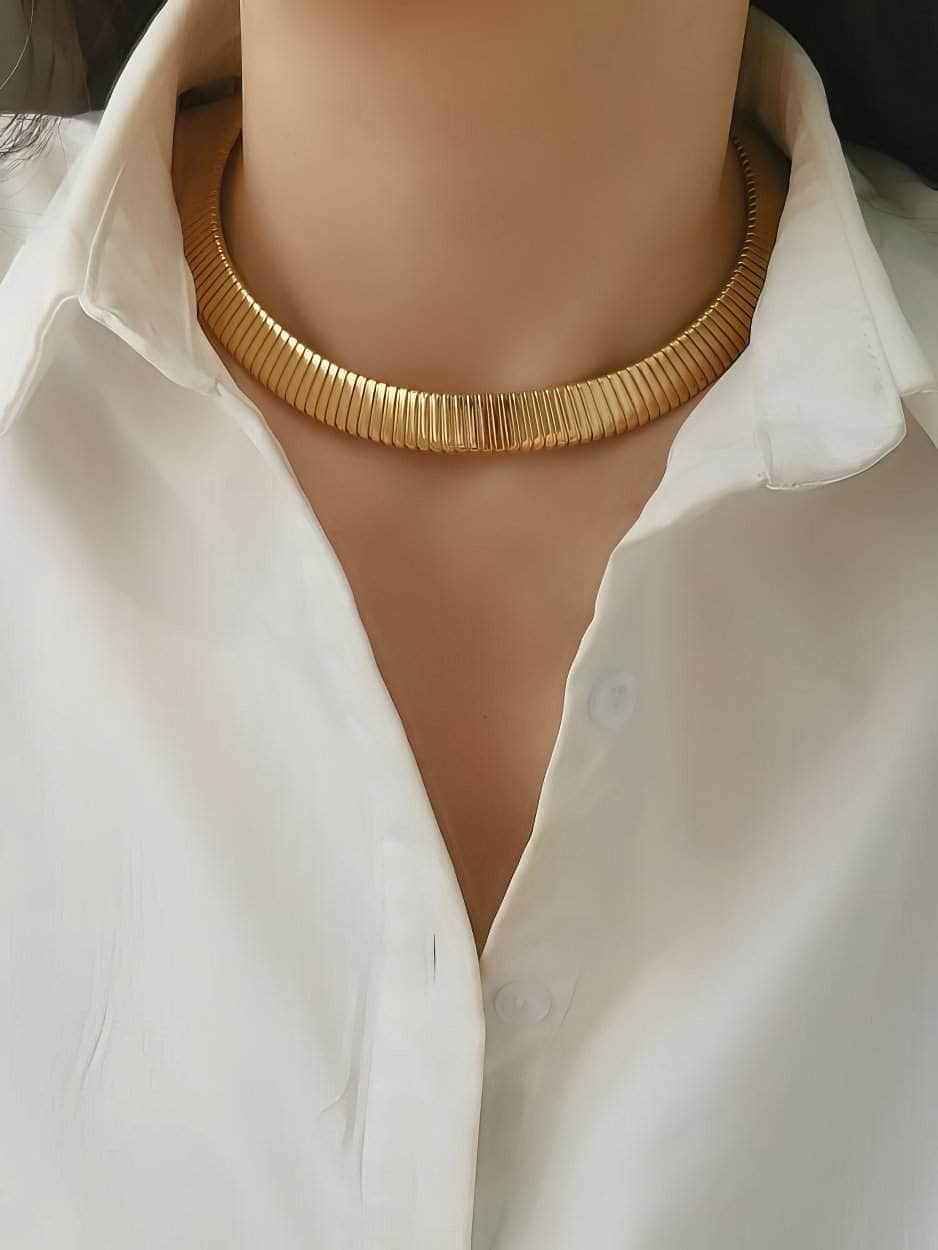 Vintage TuboGas Pipe Collar Necklace Gold / Necklace