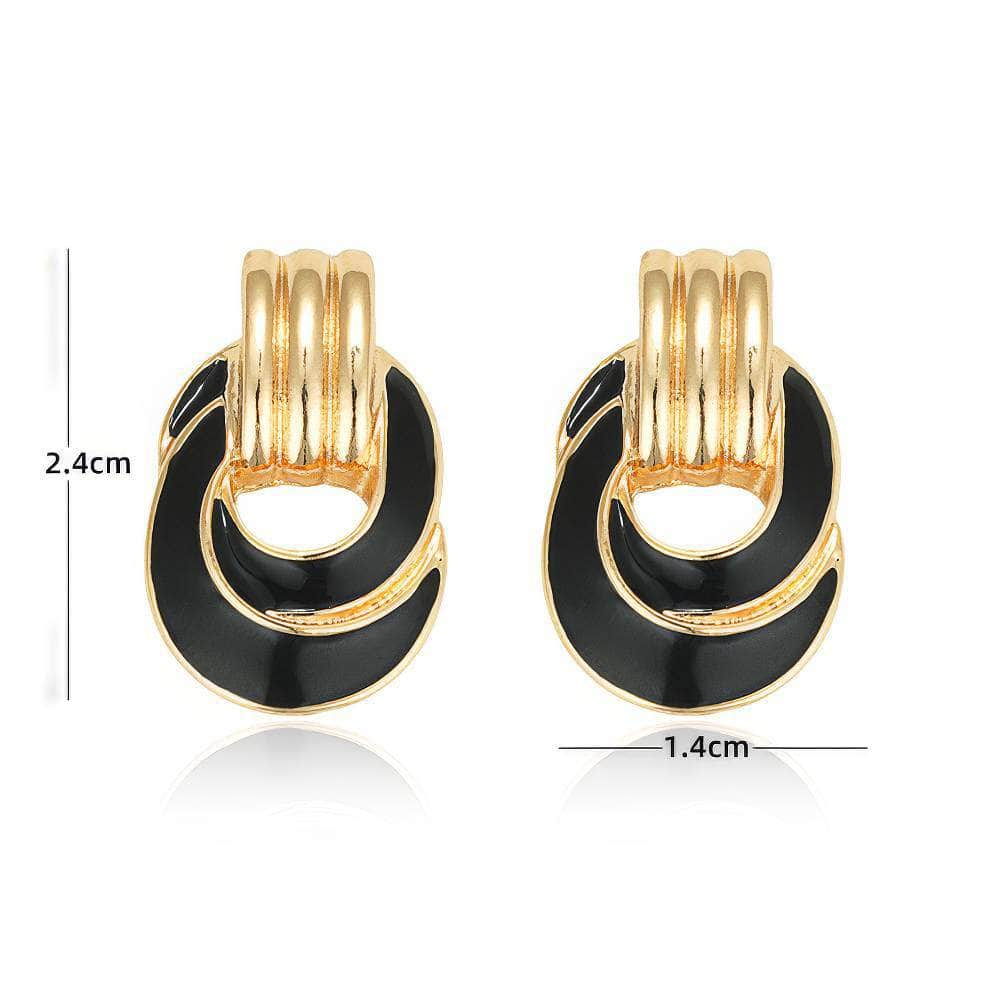 Vintage Two-Toned Enamel 14K Gold Earrings