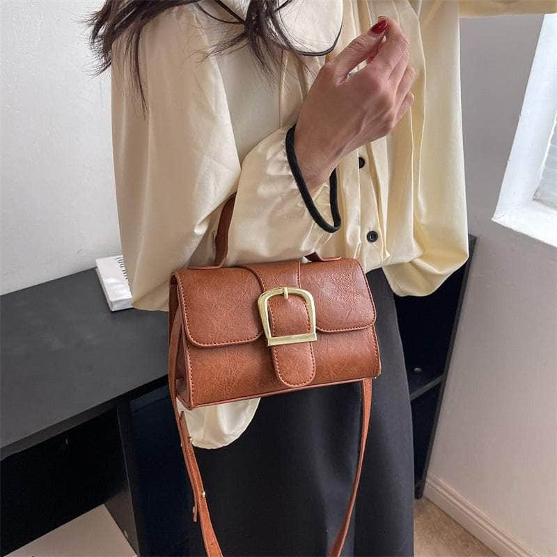 Vintage Vegan Leather Shoulder Handbag