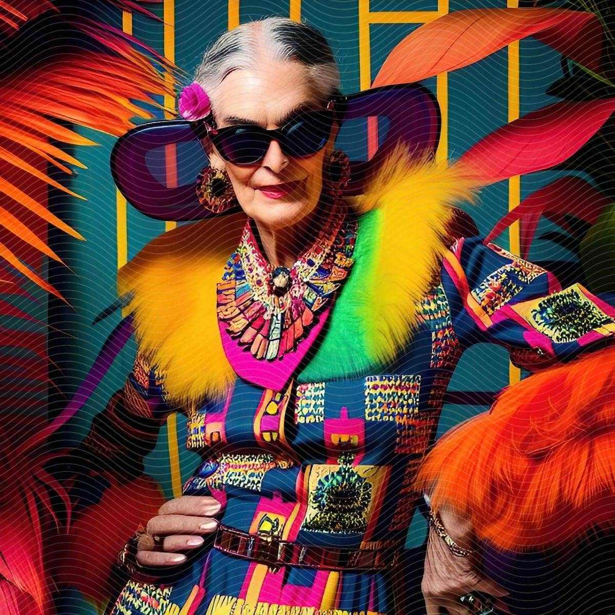 Vogue Fashionable Brightly Colored Grandma