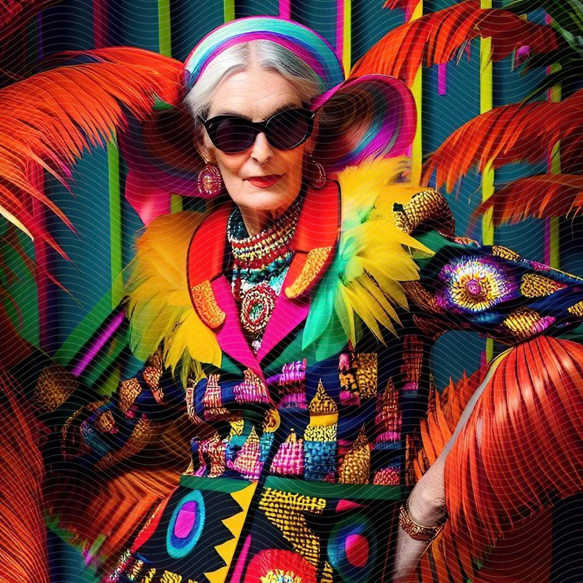 Vogue Fashionable Brightly Colored Grandma