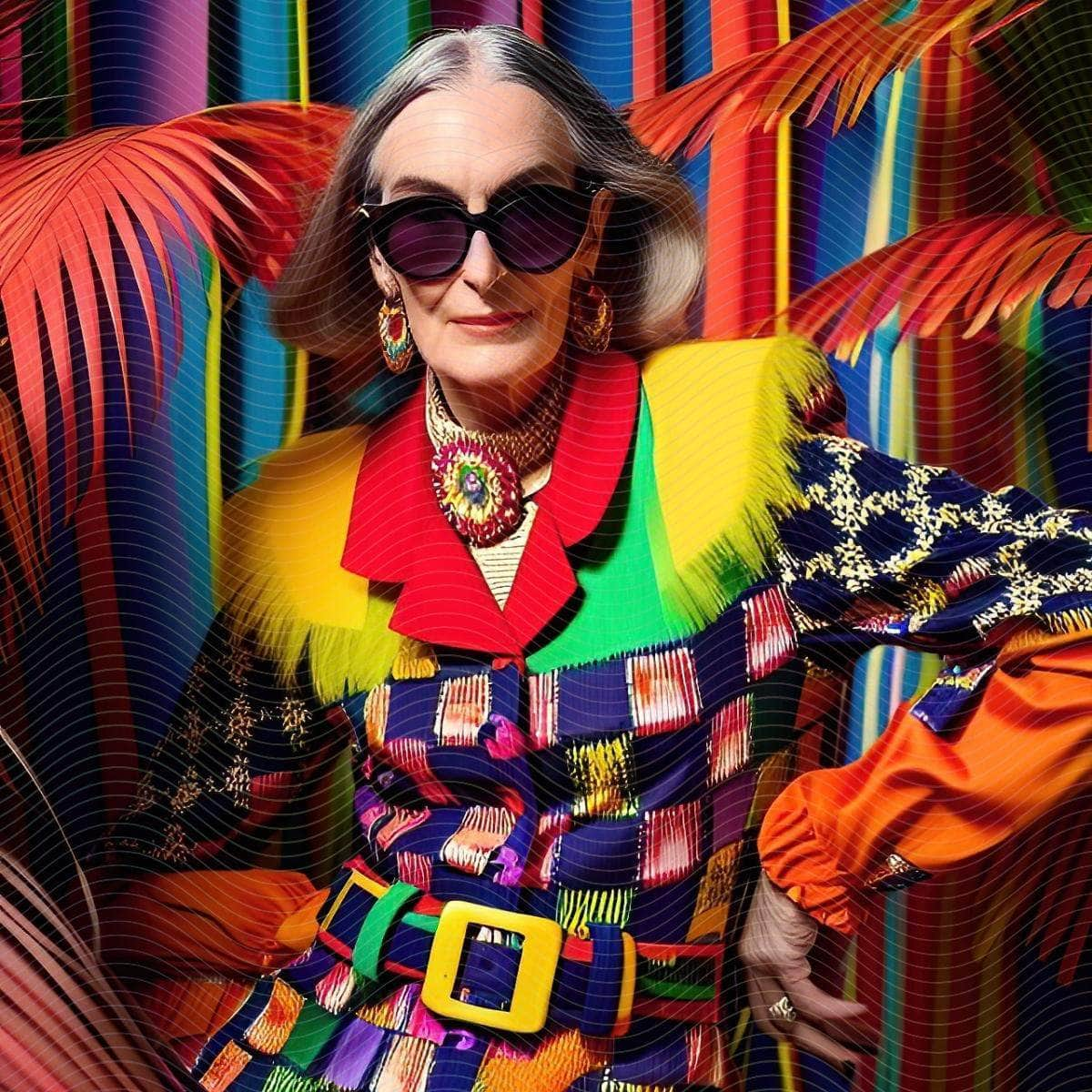 Vogue Fashionable Brightly Colored Grandma