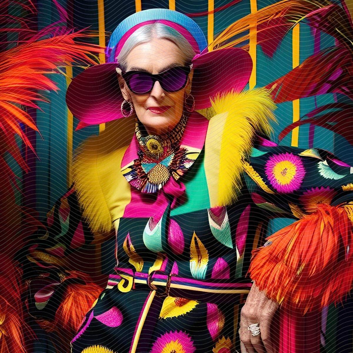 Vogue Fashionable Brightly Colored Grandma