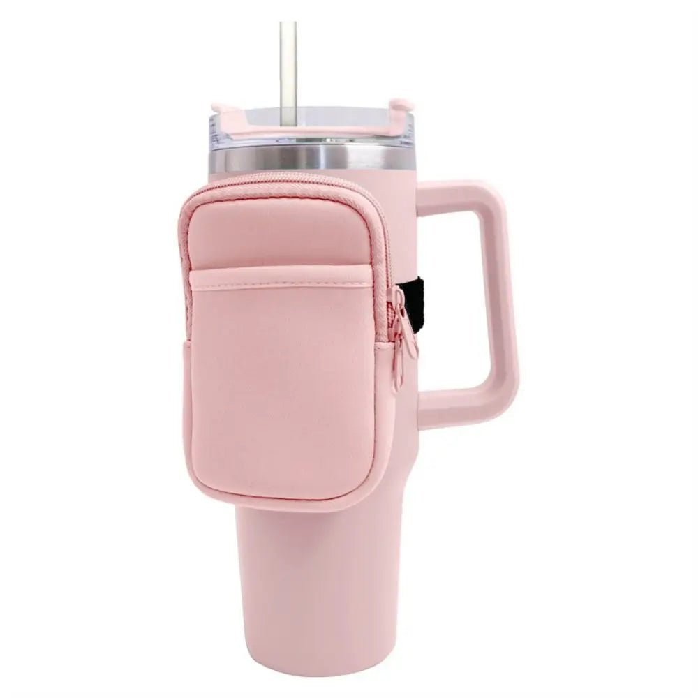 Water Bottle Pouch for Stanley Quencher Adventure 2 Pockets-light pink