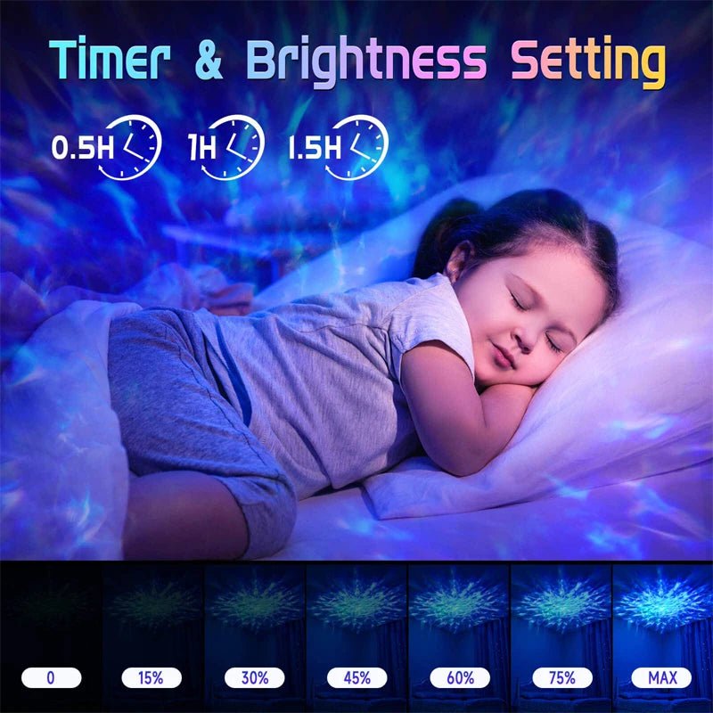 Water Ripples Galaxy Light Projector: Starry Sky Night Light with Bluetooth Speakers, LED Lamp