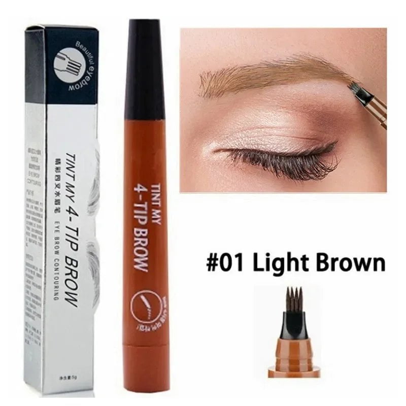Waterproof Long-Lasting Microblade Brow Pencil with 4 Points 01 Light Brown