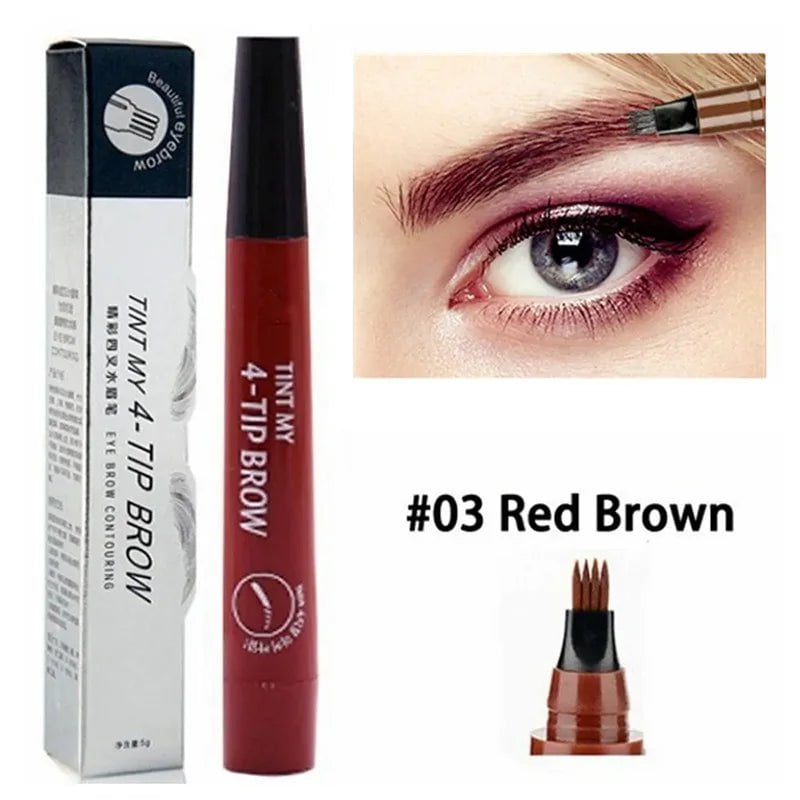 Waterproof Long-Lasting Microblade Brow Pencil with 4 Points 03 Red Brown