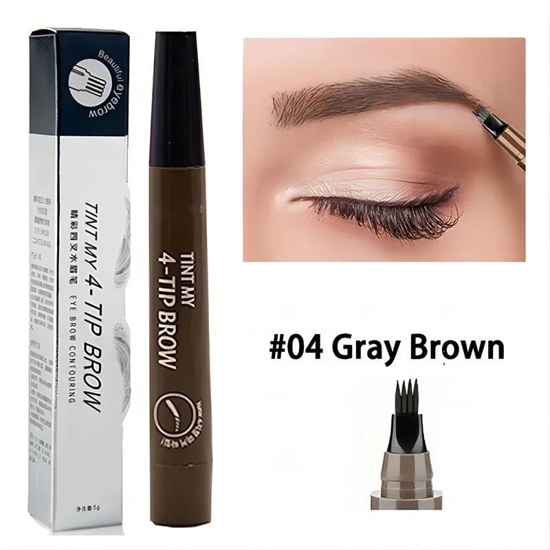 Waterproof Long-Lasting Microblade Brow Pencil with 4 Points 04 Gray Brown
