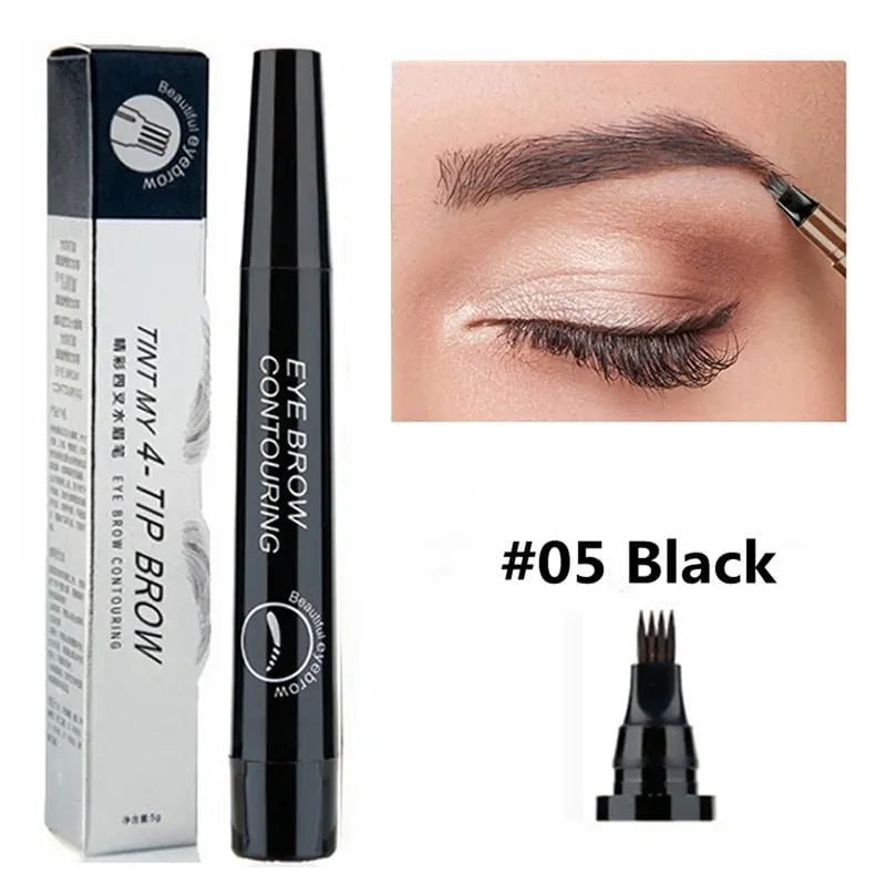 Waterproof Long-Lasting Microblade Brow Pencil with 4 Points 05 Black