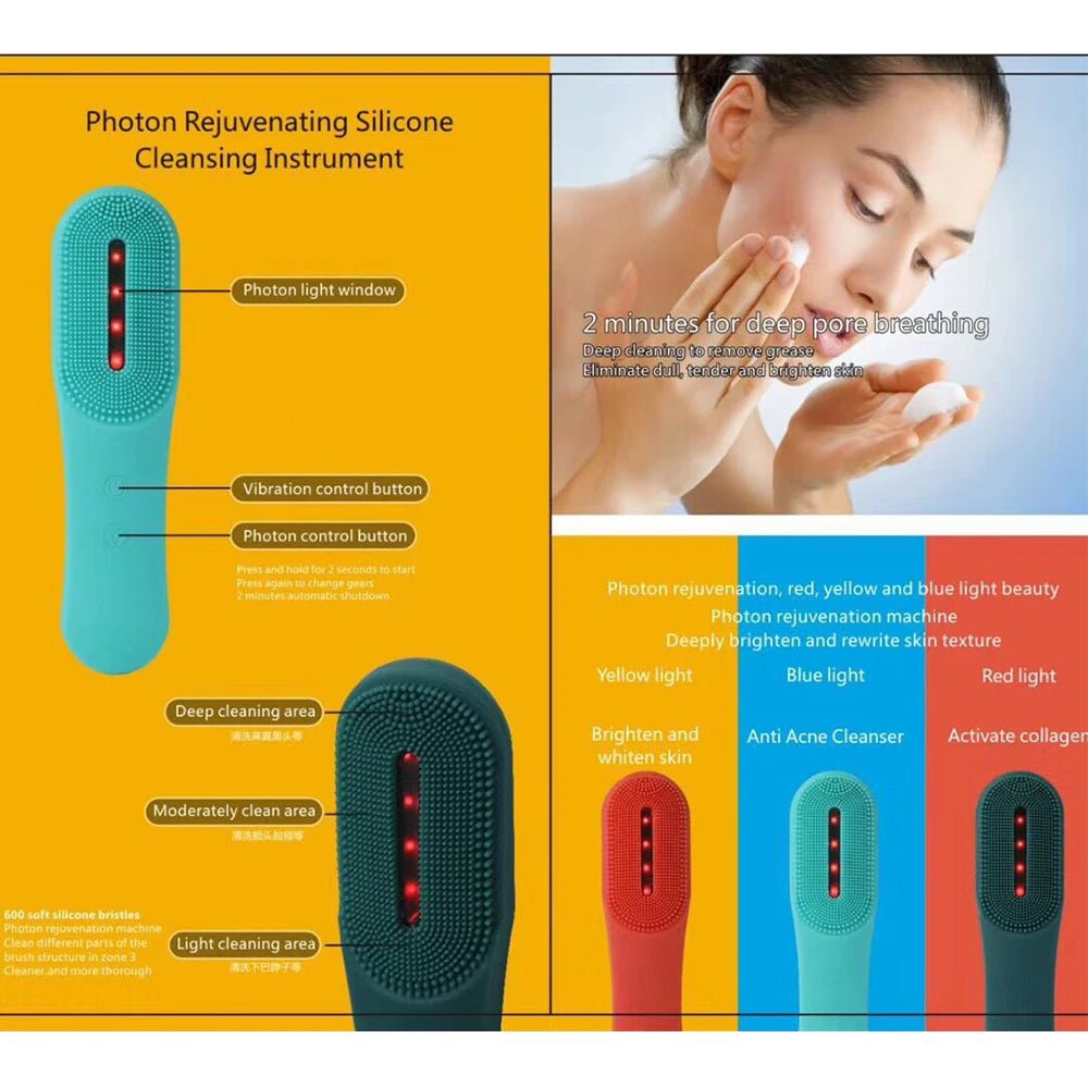 Waterproof Sonic Face Massager: Electric Silicone Cleanser, Facial Cleansing Brush for Skin Whitening
