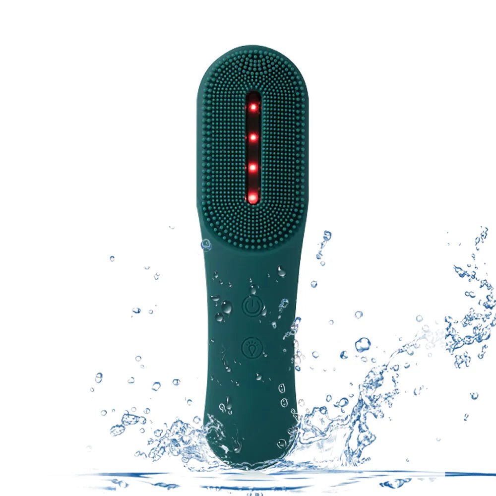 Waterproof Sonic Face Massager: Electric Silicone Cleanser, Facial Cleansing Brush for Skin Whitening DARK GREEN SET / CHINA