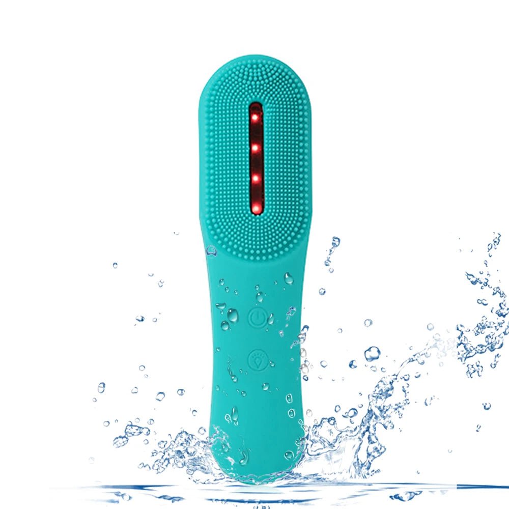 Waterproof Sonic Face Massager: Electric Silicone Cleanser, Facial Cleansing Brush for Skin Whitening GREEN SET / CHINA