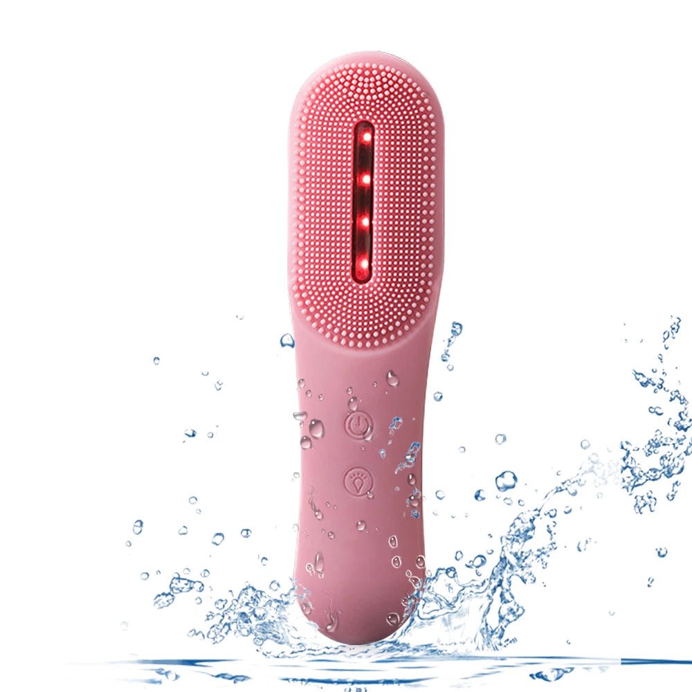 Waterproof Sonic Face Massager: Electric Silicone Cleanser, Facial Cleansing Brush for Skin Whitening PINK SET / CHINA