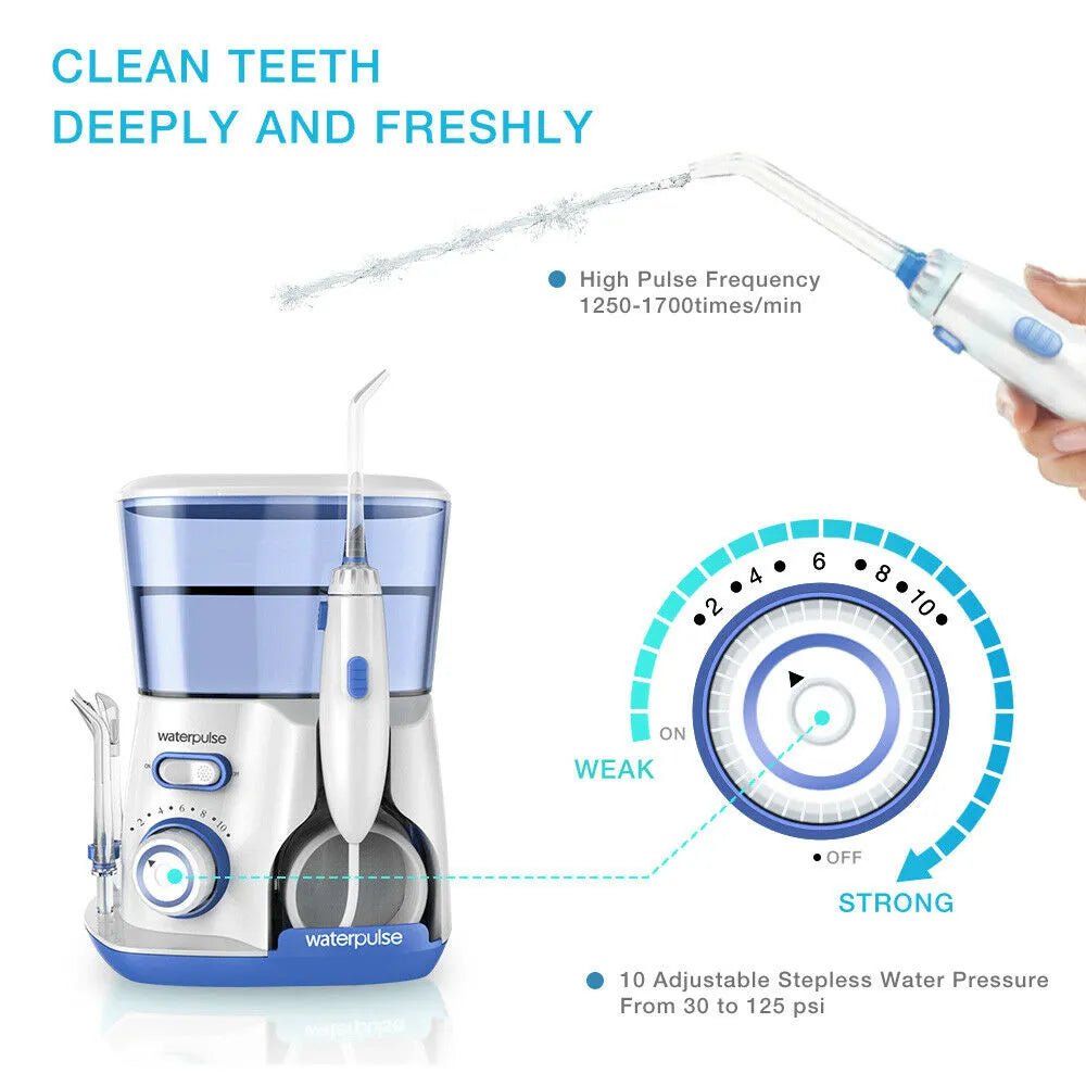 Waterpulse V300G Oral Irrigator - Electric Dental Water Flosser with 5 Tips, 800ml Capacity for Oral Hygiene and Care