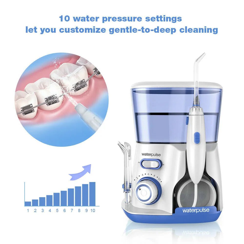 Waterpulse V300G Oral Irrigator - Electric Dental Water Flosser with 5 Tips, 800ml Capacity for Oral Hygiene and Care