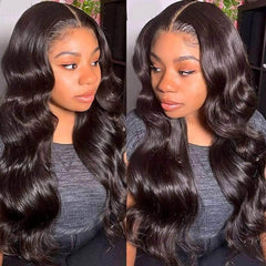 Wear And Go 6x4 HD Body Wave Lace Front Wig - Glueless Transparent Lace Closure Wigs, Human Hair, Pre-Cut, Pre-Plucked, Remy Hair