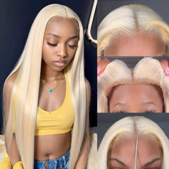 Wear And Go Blonde 613 Lace Front Wigs - Glueless HD Lace Wig, Pre-Cut, Pre-Plucked, Transparent Straight Human Hair Wigs