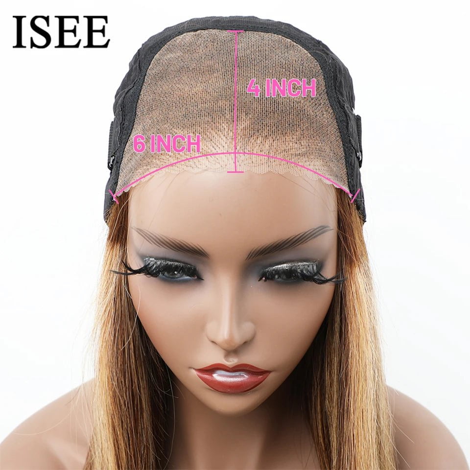 Wear And Go Highlight Lace Frontal Wigs - 4/27 Colored Wig, 6x4 HD Straight Glueless, Pre-Plucked Human Wigs Ready To Go