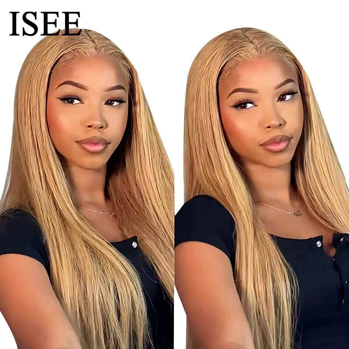 Wear And Go Honey Blonde Wig - Glueless HD Straight Lace Front Wigs, Human Hair, #27 Color, Pre-Cut, Pre-Plucked Closure Wig Wear Go Wig / 18inches