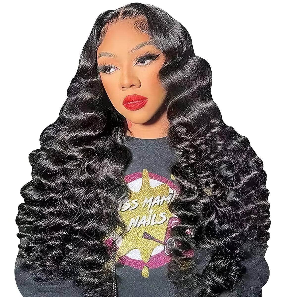 Wear And Go Loose Deep Wave Wig - 6x4 HD Transparent Curly Loose Wave Wig, Human Hair Wigs, Glueless Lace Front Wig 6X4 Wear Go Wig / 16inches / 180%