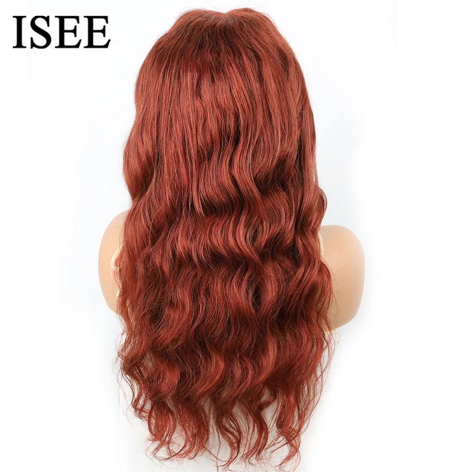 Wear Go Glueless Wig ISEE Hair Peruvian Body Wave Reddish Brown 6x4  Lace Front Glueless Wigs Ready To Wear Color 33 Pre Cut Wig