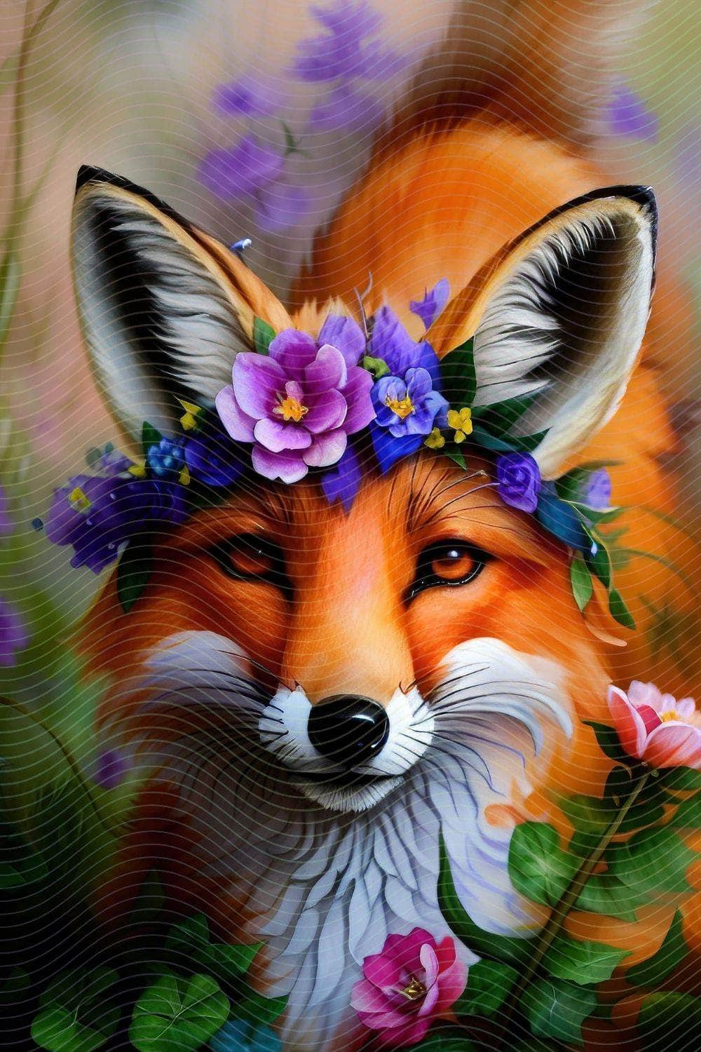 Whimsical Fox Adorned with a Charming Flower Crown