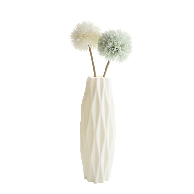 White Plastic Imitation Ceramic Vase for Home Decoration