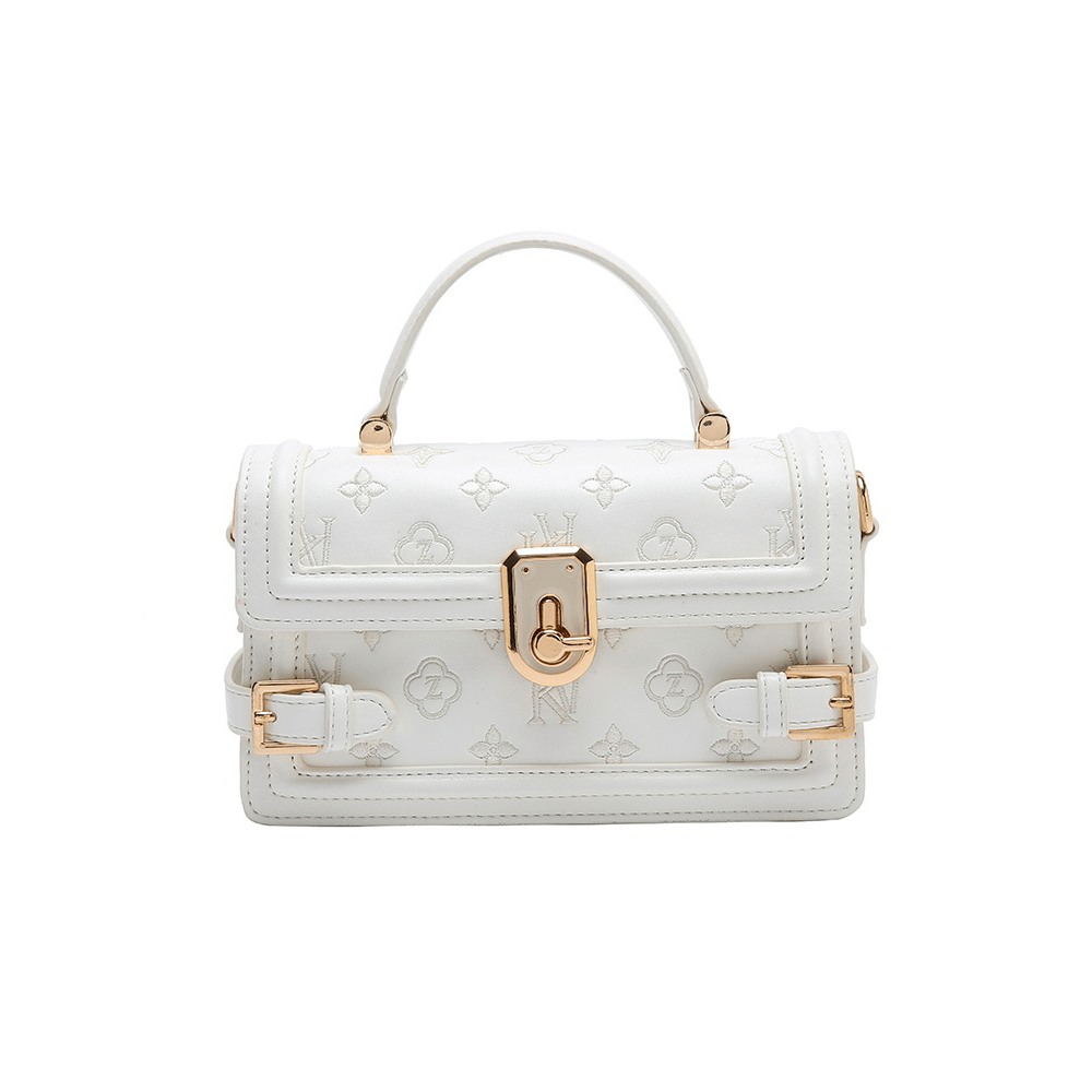 White Signature Monogram Envelope Handbag