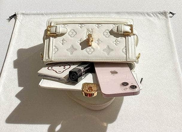 White Signature Monogram Envelope Handbag