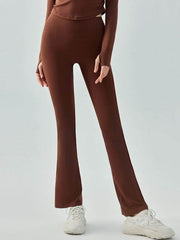 Wide Leg Wide Waistband Long Pants Chestnut / S