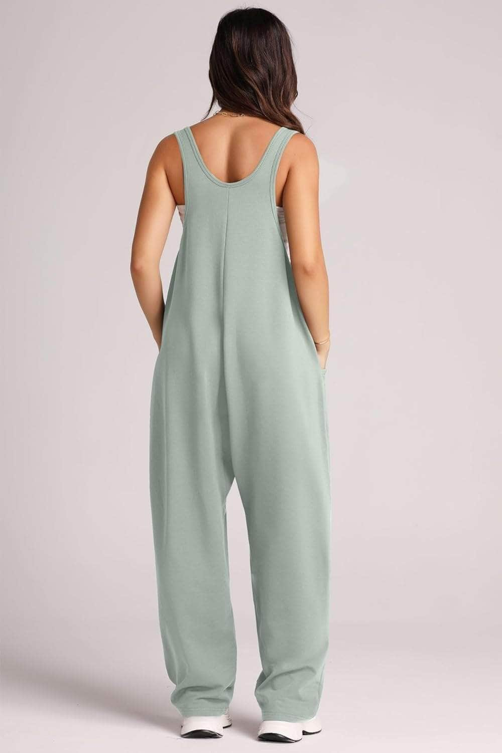 Wide Strap Jumpsuit with Pockets Sage / S