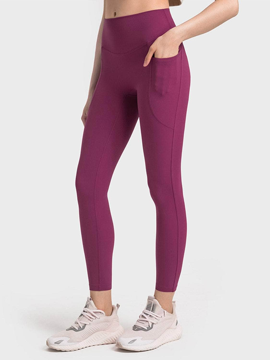 Wide Waistband Active Leggings Deep Rose / 4