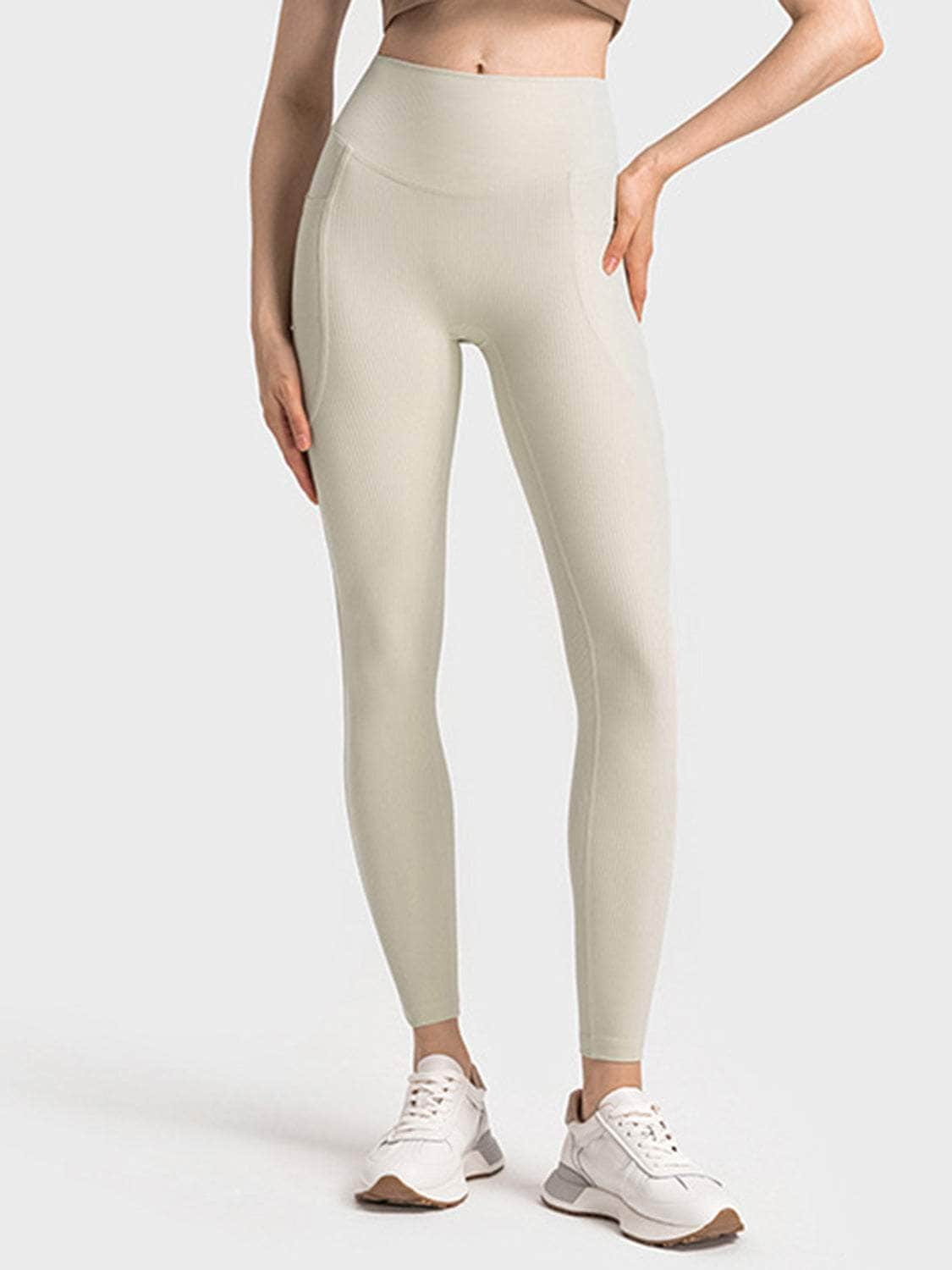 Wide Waistband Active Leggings Ivory / 4