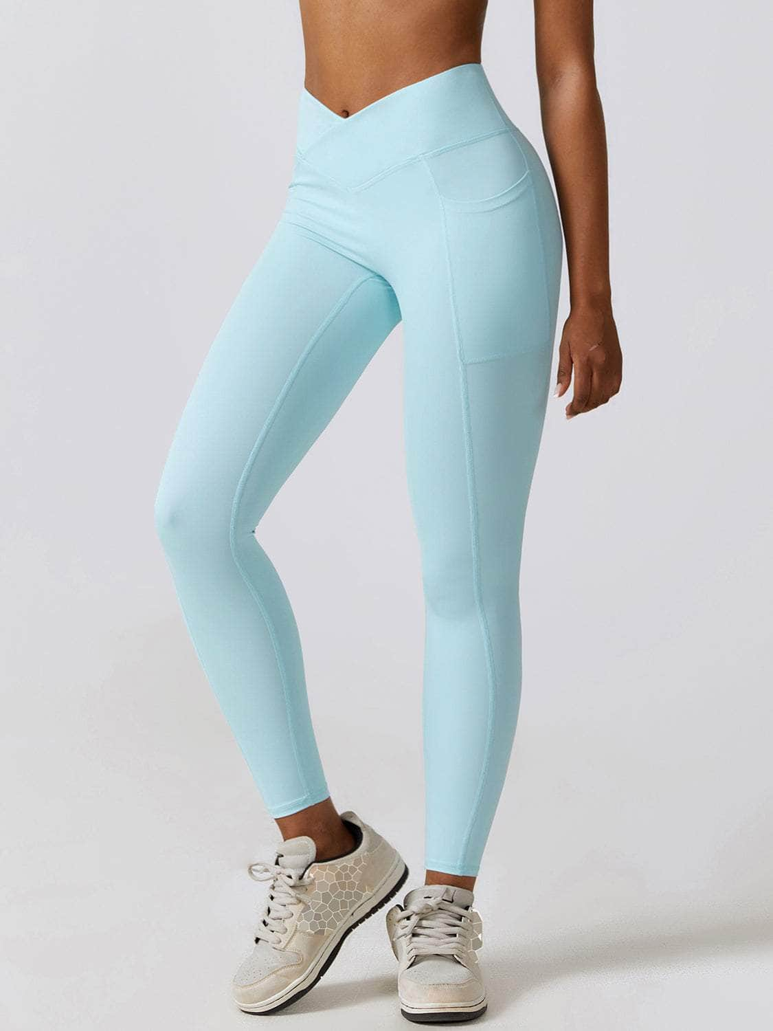 Wide Waistband Active Leggings Mint Blue / S