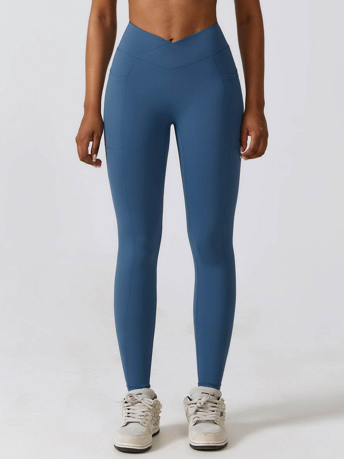 Wide Waistband Active Leggings Peacock  Blue / S