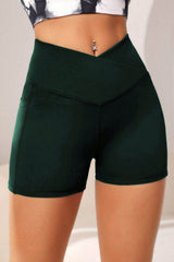 Wide Waistband Active Shorts with Pocket Black Forest / S